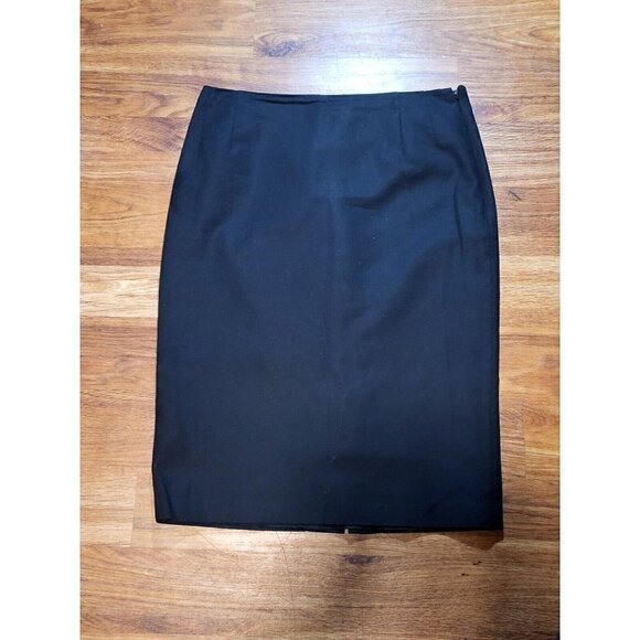 Lauren Ralph Lauren Size 4 Cotton Blend Black‎ Pencil Skirt Back Button Slit - Picture 1 of 4